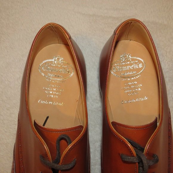 Church's Glasgow Brandy Brown Leather Wingtip Oxfords Size 12F NWB - Picture 9 of 12